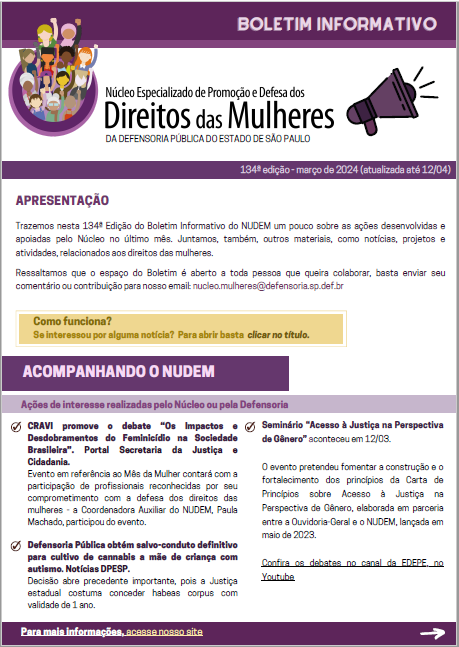 134º Boletim Informativo NUDEM - março 2024