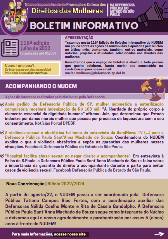 116º Boletim Informativo NUDEM - julho2022 