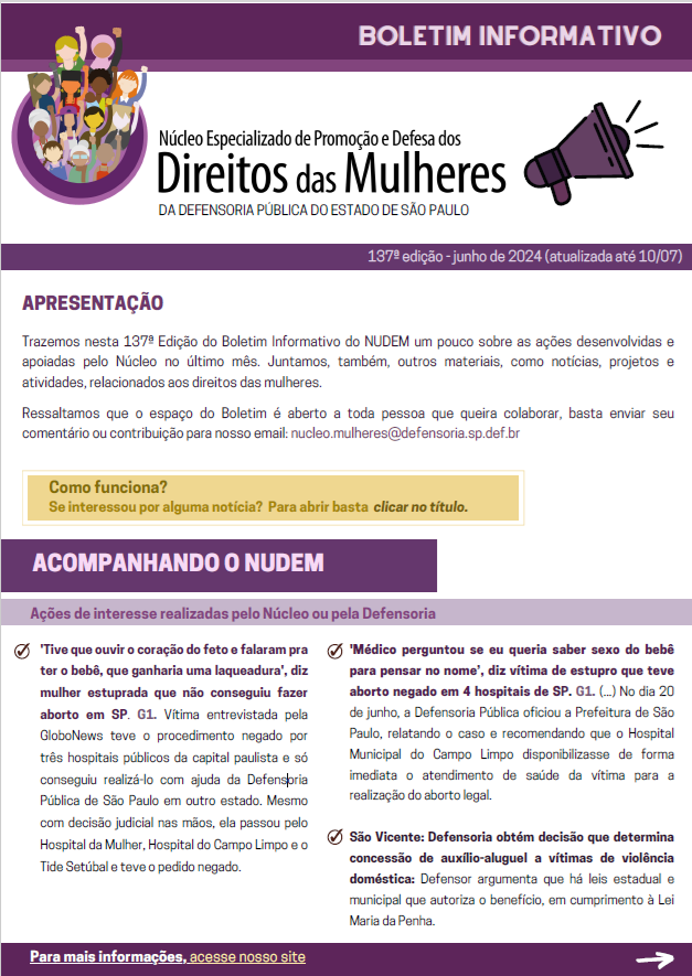 137º Boletim Informativo NUDEM - junho 2024