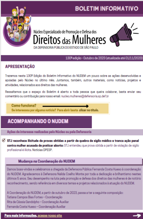 130º Boletim Informativo NUDEM - outubro 2023 