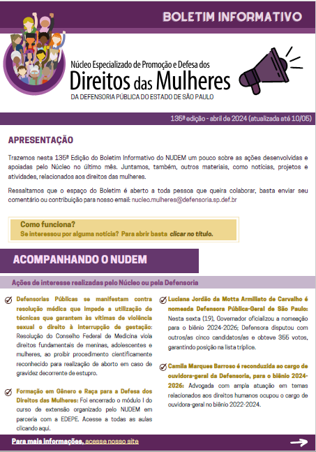 135º Boletim Informativo NUDEM - abril 2024