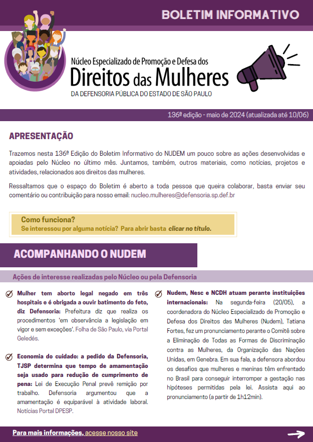 136º Boletim Informativo NUDEM - maio 2024
