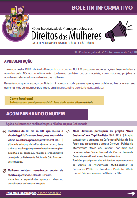 138º Boletim Informativo NUDEM – julho 2024 