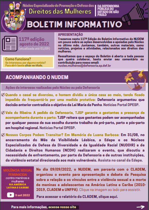 117º Boletim Informativo NUDEM - agosto2022   