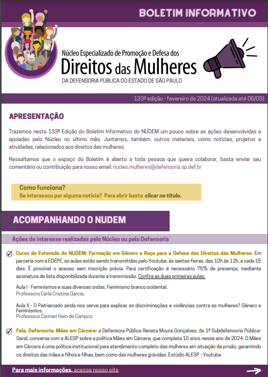 133º Boletim Informativo NUDEM - fevereiro 2024